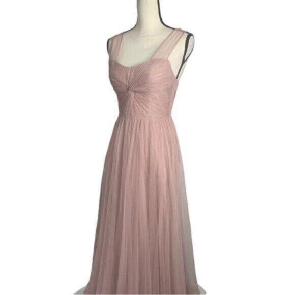 Reverly Blush Tulle Illusion Neckline Evening Gown - Picture 9 of 13